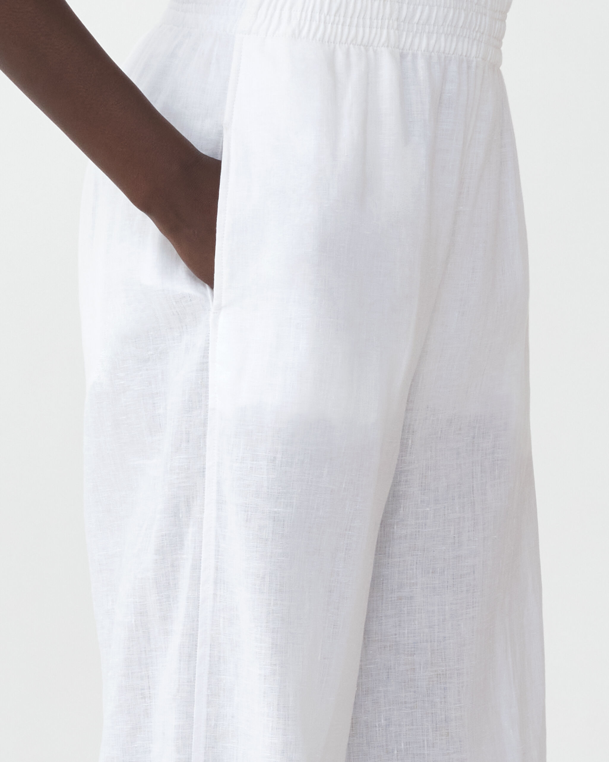 Fabiana Filippi LINEN CLOTH WIDE LEG TROUSERS WITH ELASTIC WAISTBAND OPTICAL WHITE PAD274F284D6610000