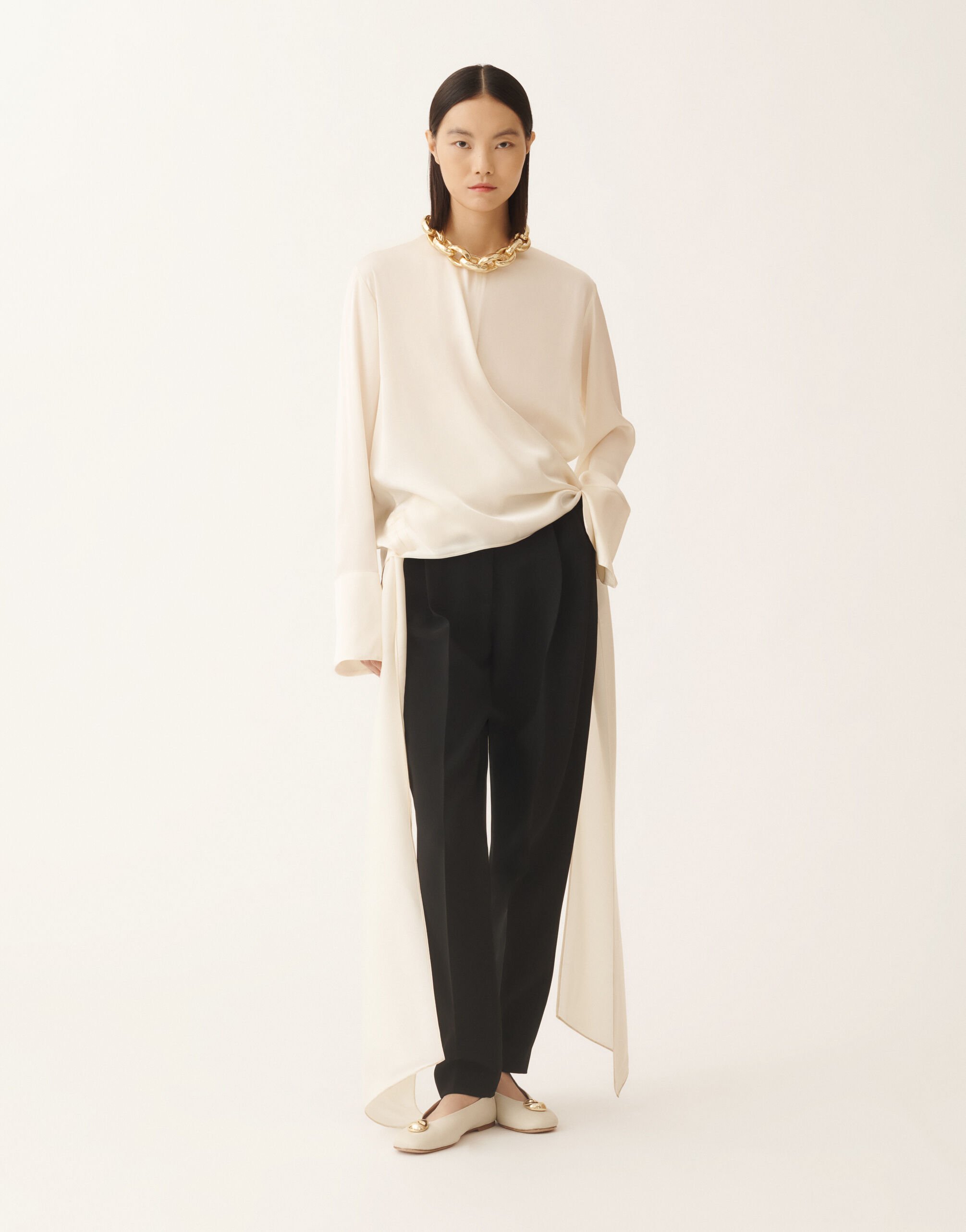 Fabiana Filippi Top in enver satin, butter White TPD225F299D9020000
