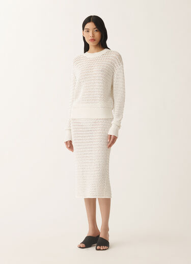 Fabiana Filippi Cotton sweater with sequins, white WHITE MAD275F570L3530000