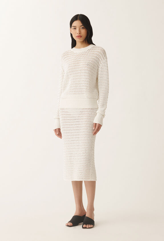 Fabiana Filippi Cotton sweater with sequins, white WHITE MAD275F570L3530000