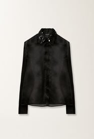 Fabiana Filippi Camicia lunga in organza ricamo paillettes, nero NERO CAD265F233L1850000