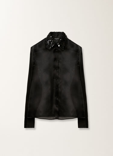 Fabiana Filippi Long organza shirt with sequin embroidery, black BLACK CAD265F233L1850000