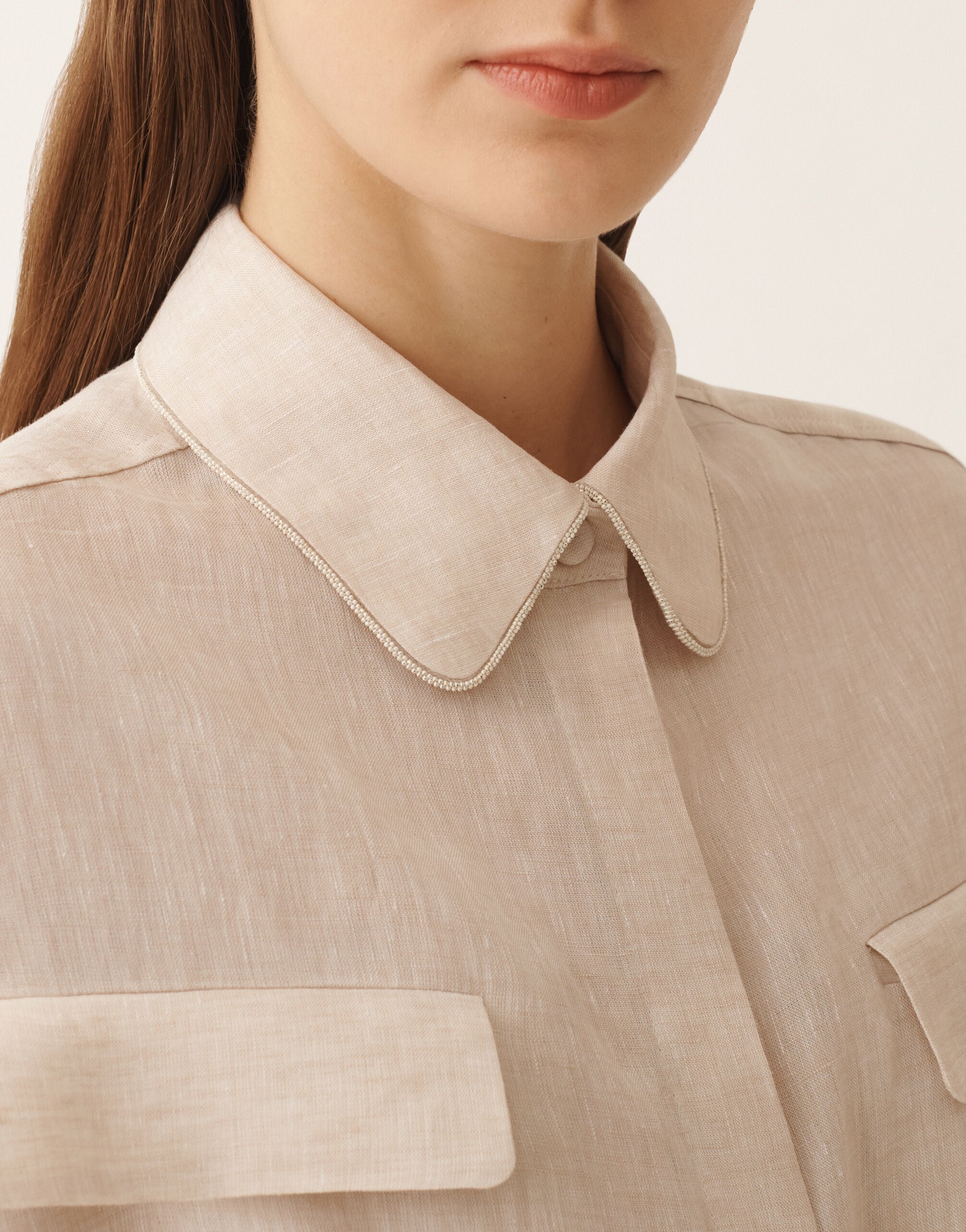 Sahariana dress in natural linen canvas for Women | Fabiana Filippi®