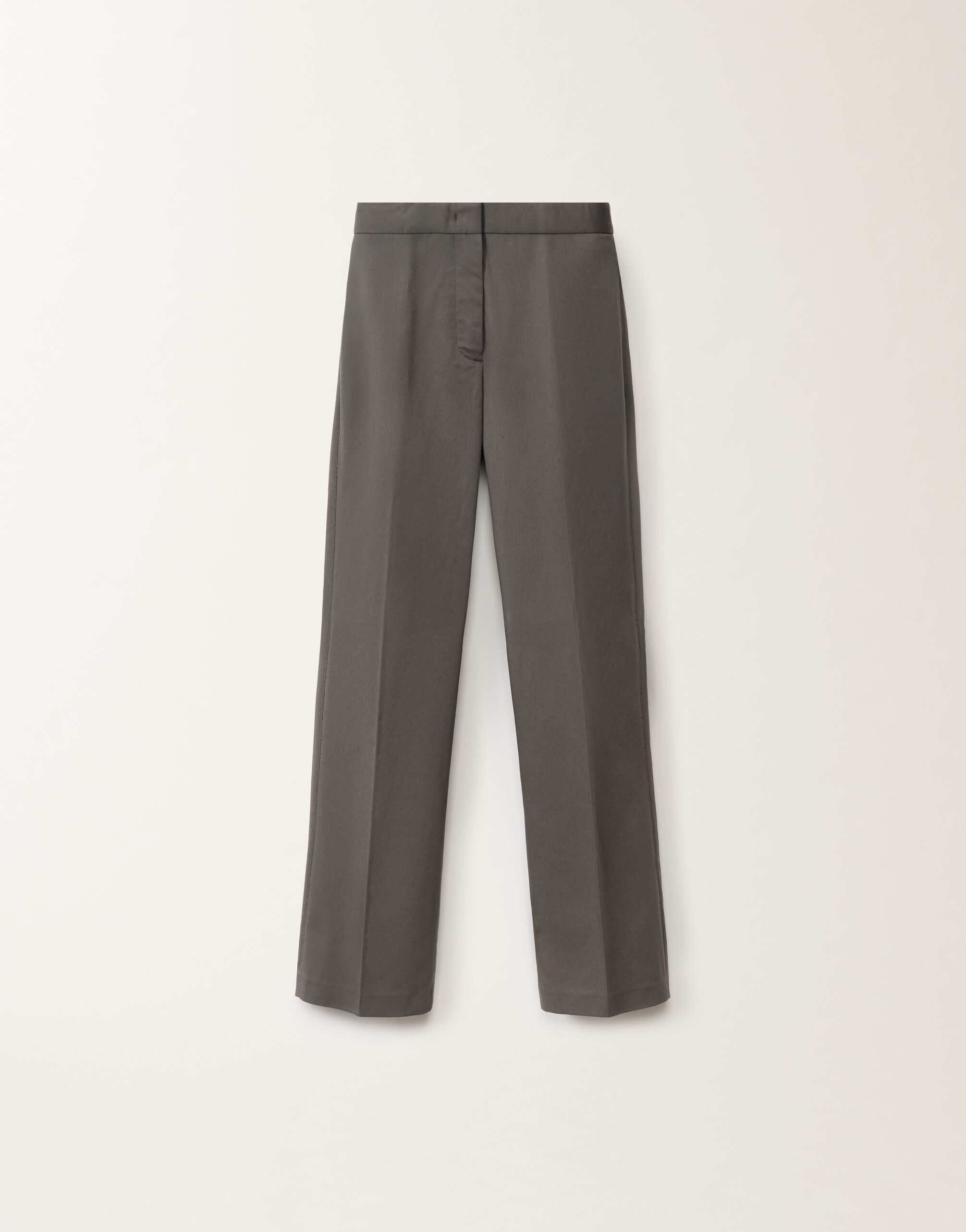 COTTON GABARDINE STRAIGHT LEG TROUSERS WITH FILO DIAMANTE