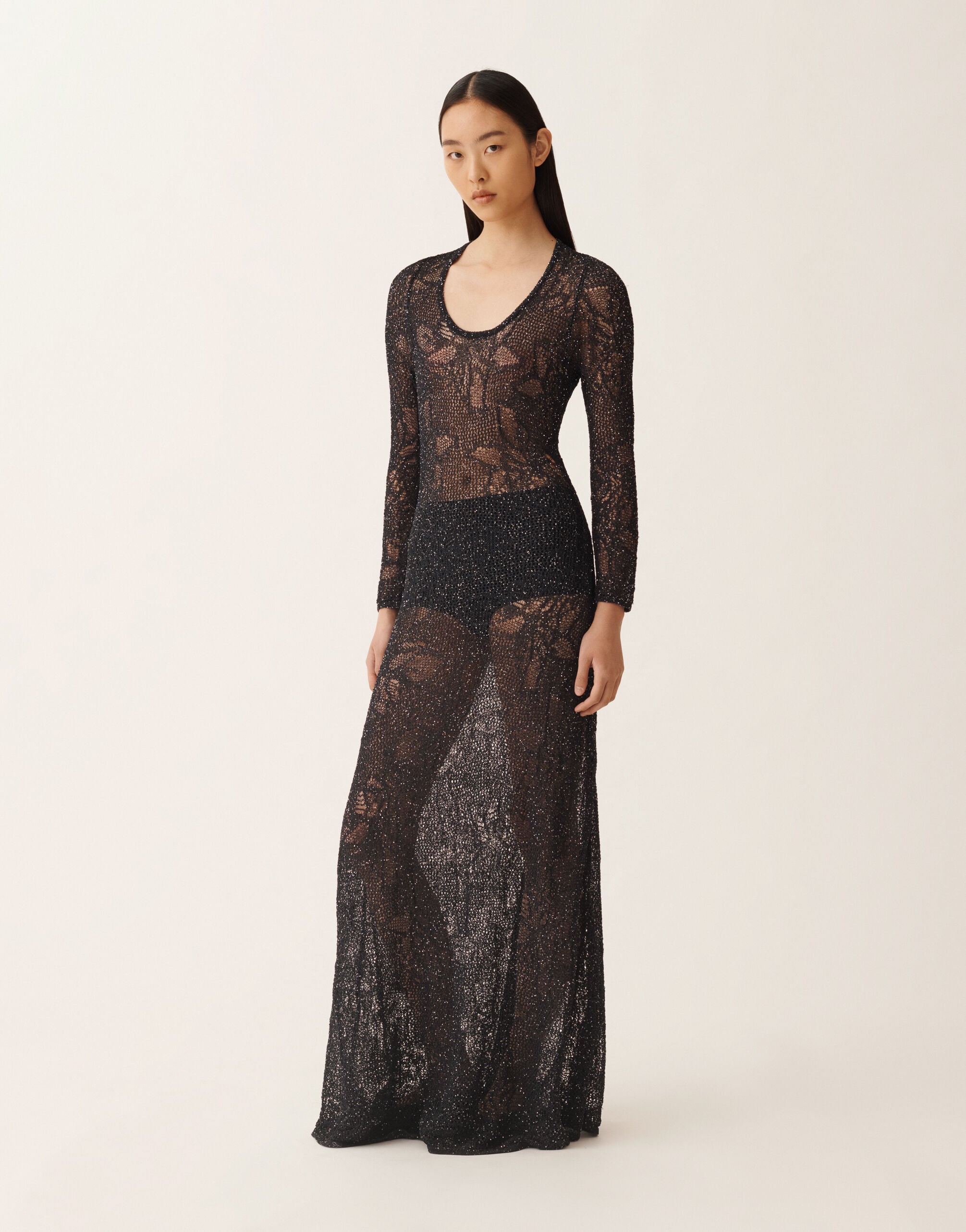 Dress in midnight blue micro sequins for Women | Fabiana Filippi®