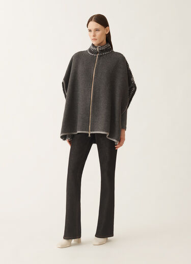 Fabiana Filippi Cape in soft double chevron, grey Grey CTD225F726L7020000