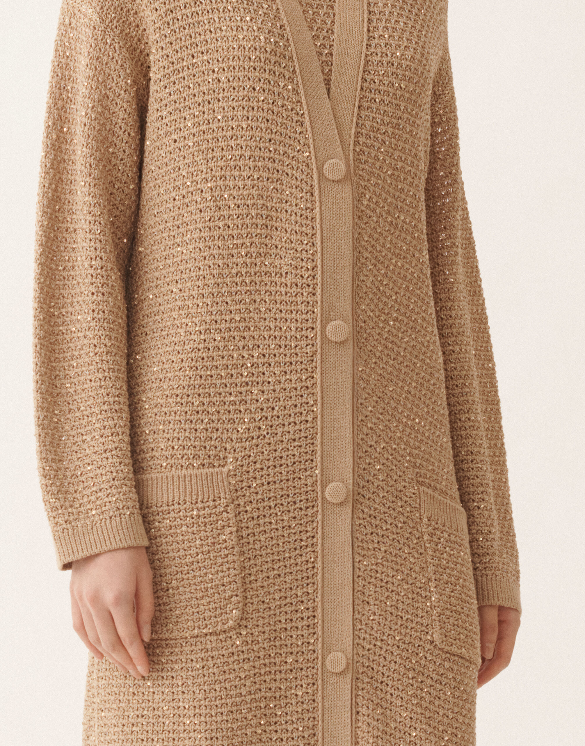 Fabiana Filippi Cotton tape cardigan with sequins, maple ACER MAD276F532M1200000