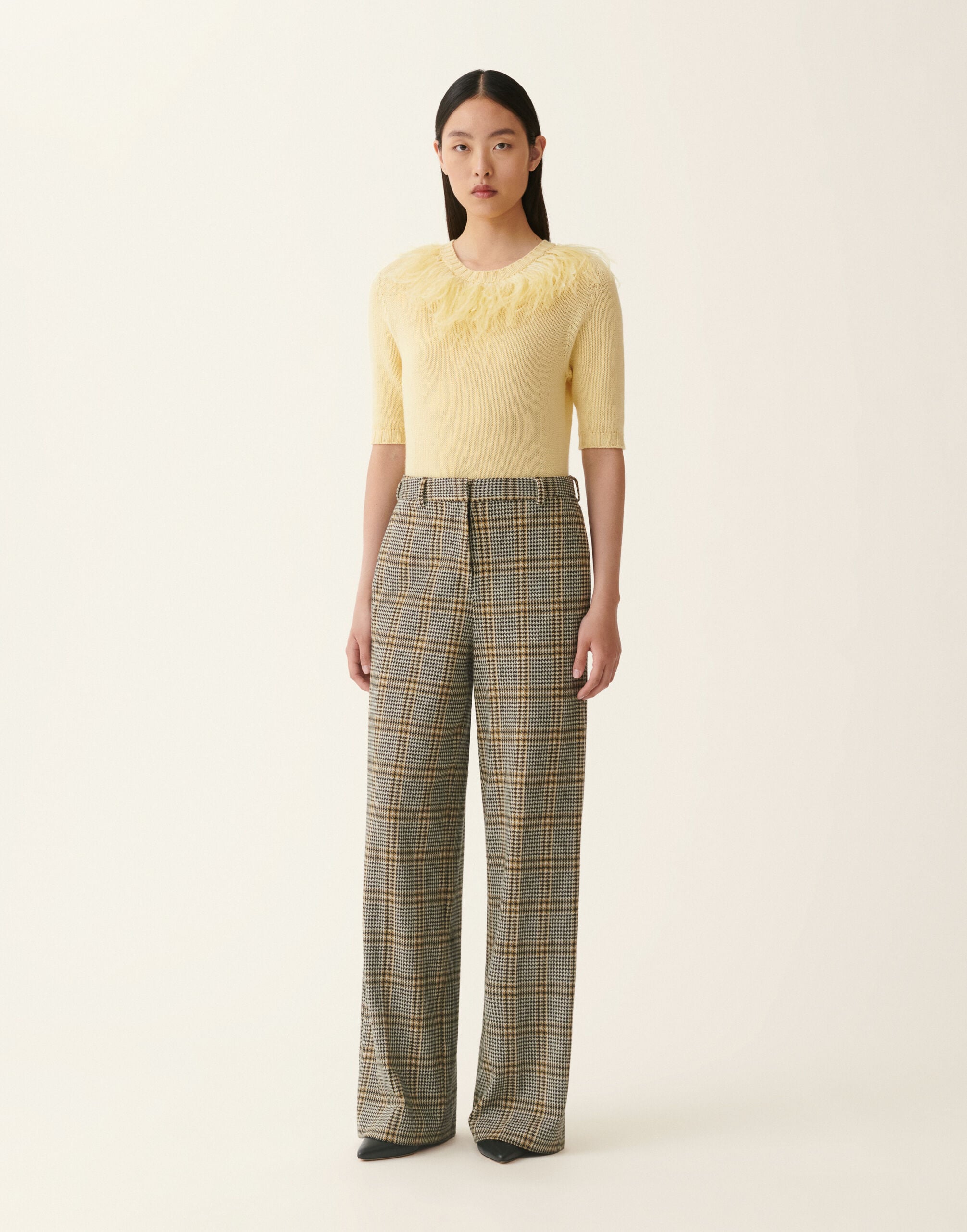 Check jersey trousers, grey Fabiana Filippi Check jersey trousers, grey Gray PAD226F307M4050000