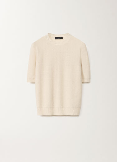 Fabiana Filippi Cotton and linen sweater with sequins, vanilla WHITE MAD265F490D2730000