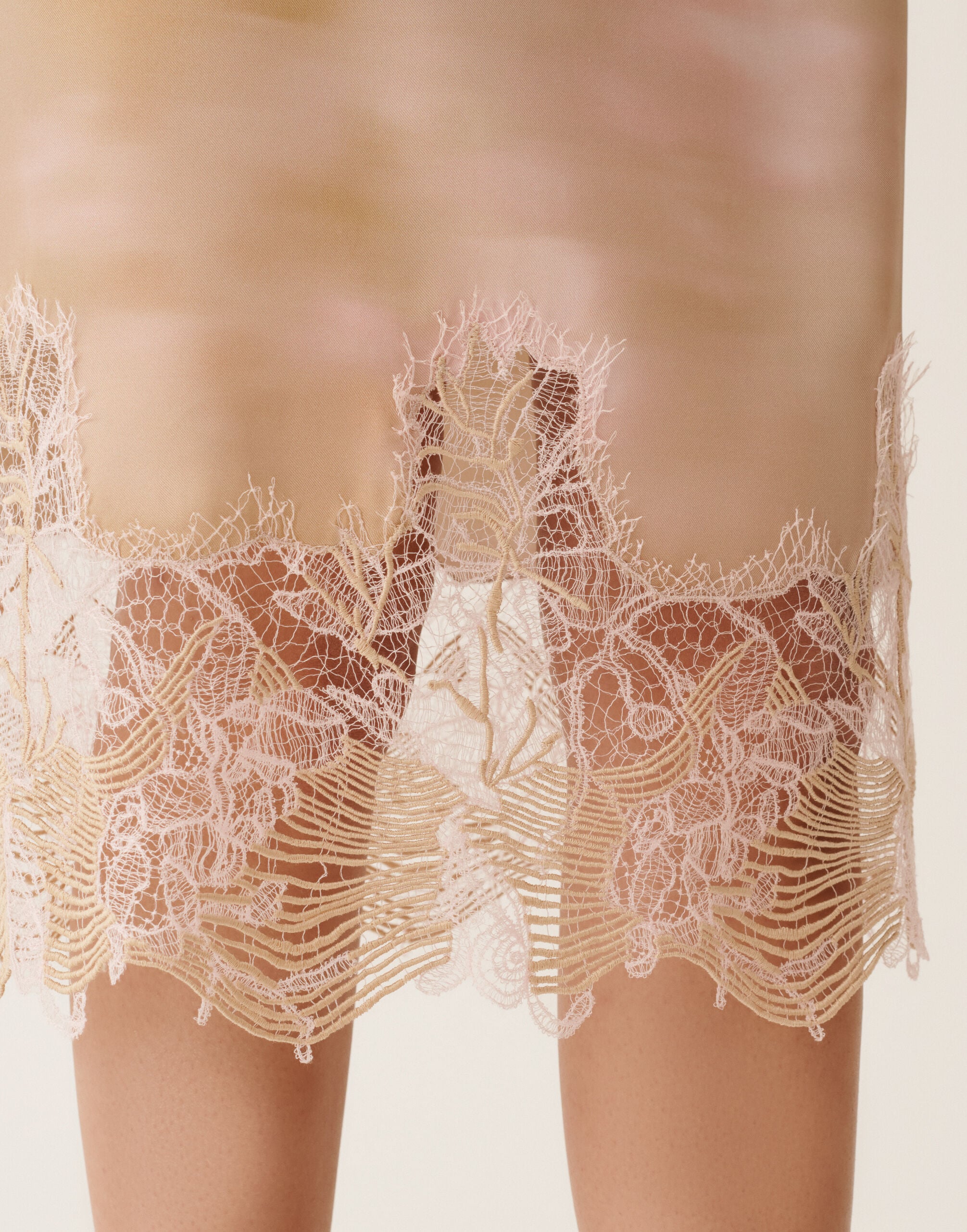 Printed silk twill skirt with lace, memento rosae for Women