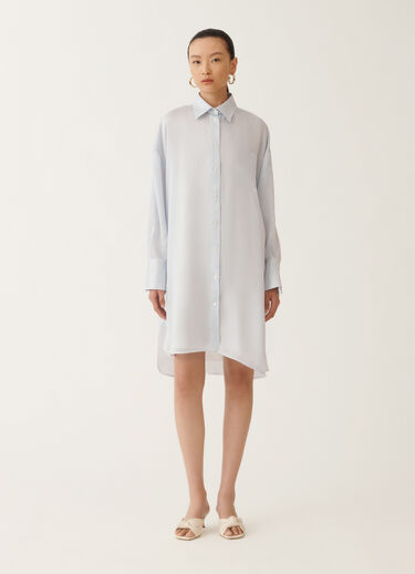Fabiana Filippi Chemise en viscose et soie multi-rayée, blanc et bleu ciel BLEU CIEL CADC02F131H8950000