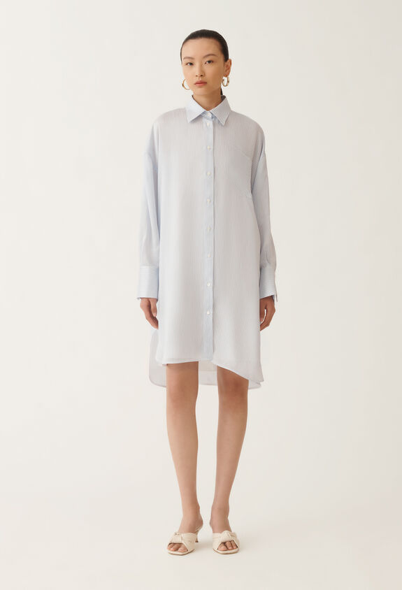 Fabiana Filippi Multi-striped viscose and silk shirt, white and sky blue SKY BLUE CADC02F131H8950000