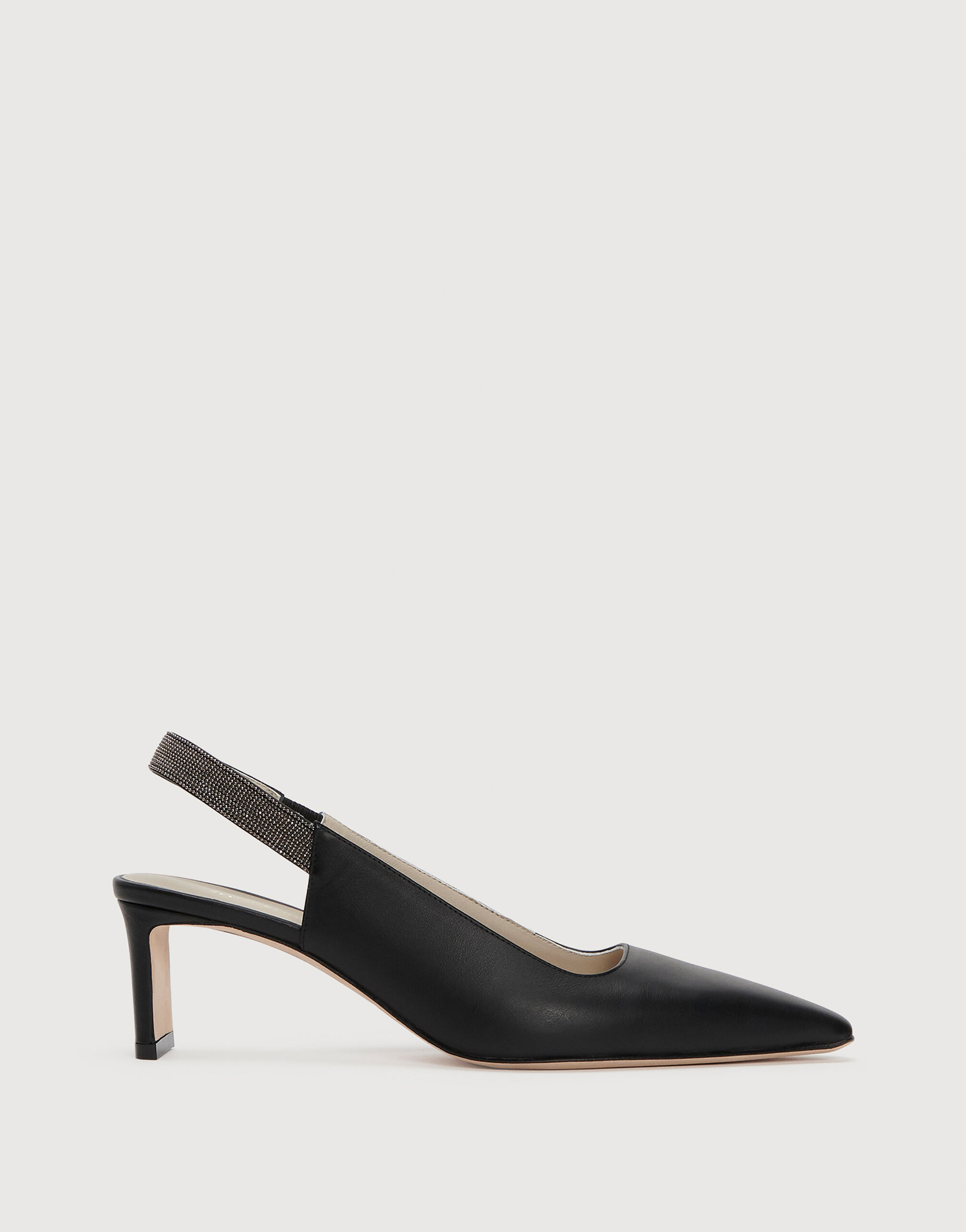 Chaussures Talons Slingbacks en cuir noir pour Femme Fabiana