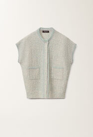 Fabiana Filippi Lurex knit tweed cardigan, vanilla and aqua green VANILLA/AQUAGREEN MAD275F557L3660000