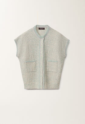 Fabiana Filippi Cardigan in Tweed aus Lurex-Strick, vanille und wassergrün VANILLE/LAVENDEL MAD275F557L3660000