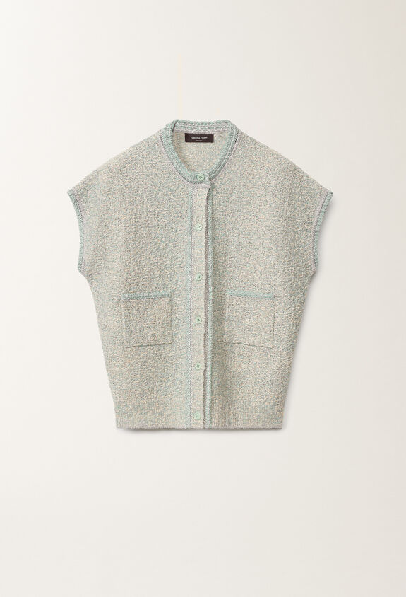 Fabiana Filippi Lurex knit tweed cardigan, vanilla and aqua green VANILLA/AQUAGREEN MAD275F557L3660000