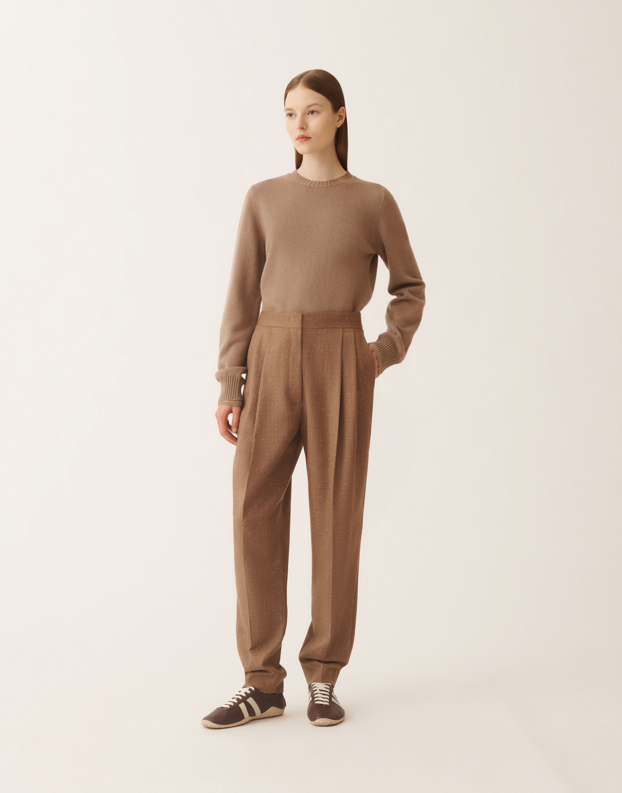 Fabiana Filippi Prince of Wales trousers, birch Beige PAD225F358L6310000