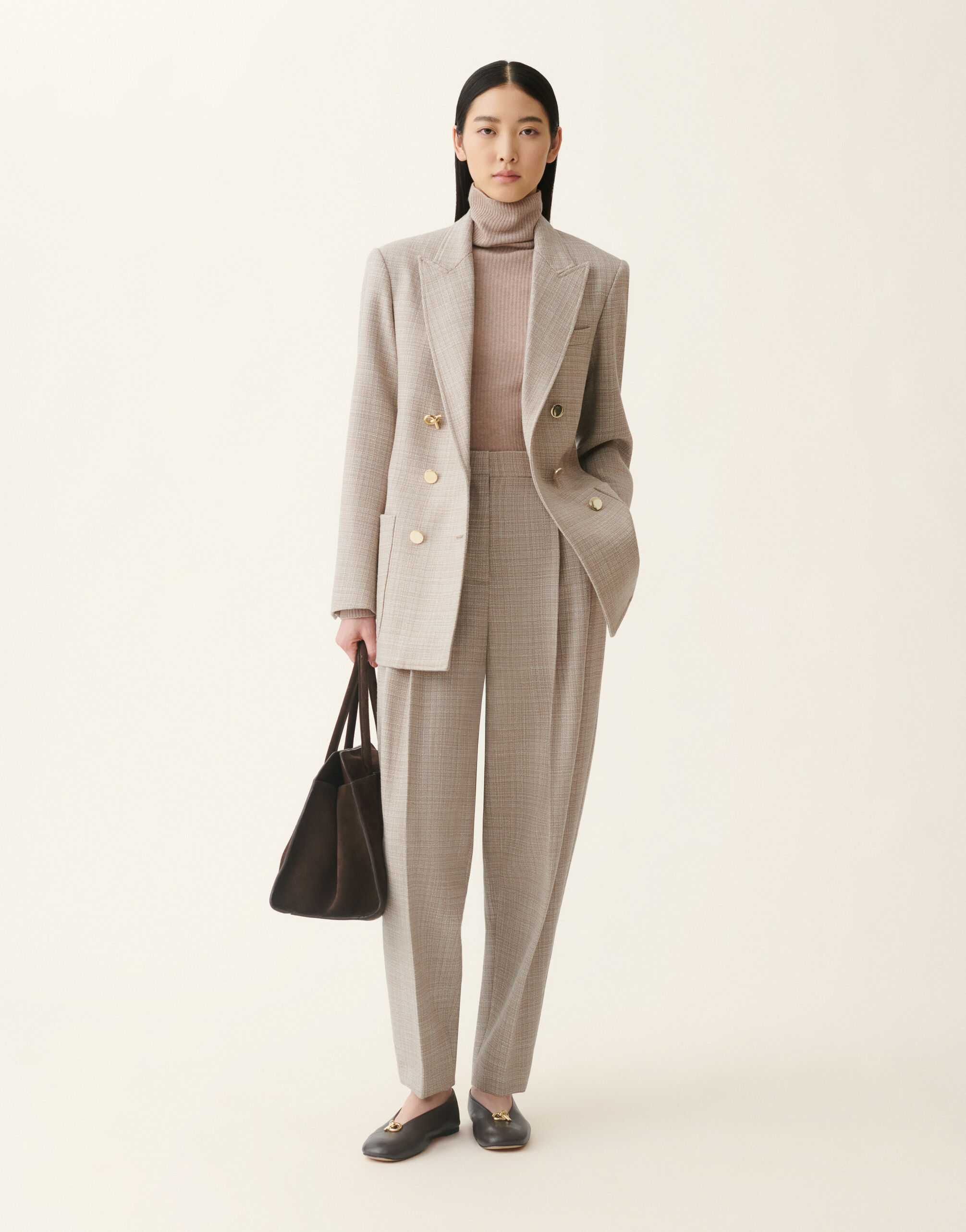 Fabiana Filippi Pantalone in mouliné, moka meringa Moka meringa PAD216F298D9830000