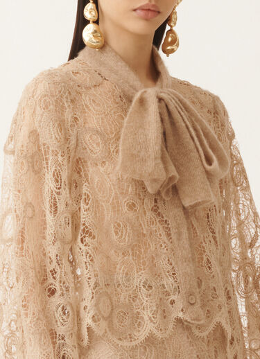 Fabiana Filippi Camicia cropped in pizzo macramè, acero BEIGE CAD215F327L5520000