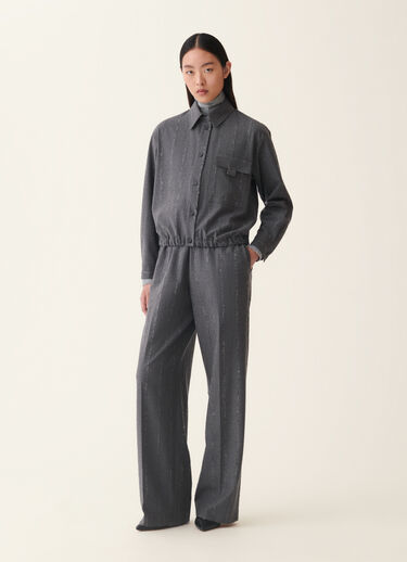 Fabiana Filippi Pinstriped flannel bomber-style shirt, charcoal Charcoal CAD226F704M4130000
