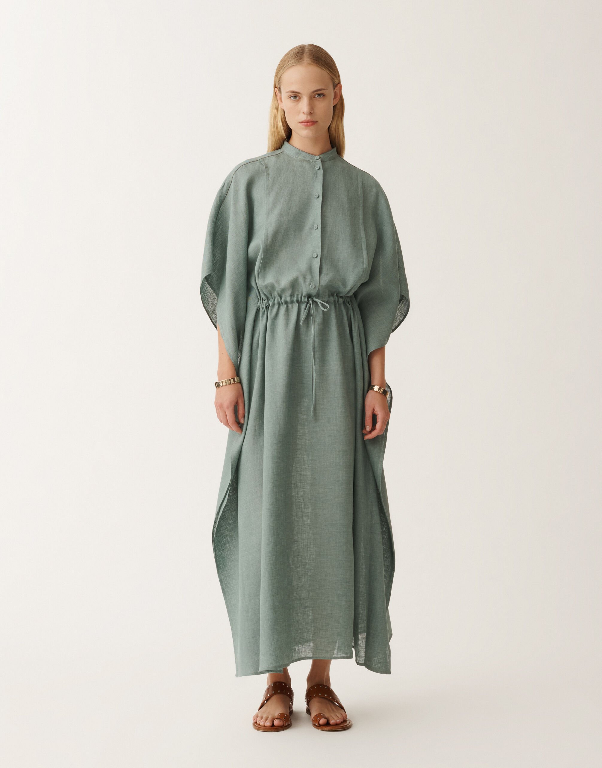 Fabiana Filippi Caftan en toile de lin, bleu pétrole TURQUOISE ABD275F538L3770000