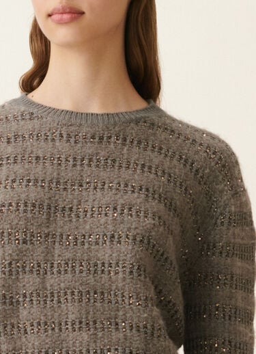 Fabiana Filippi Platinum and mohair sweater with sequin stripes, falcon Falcon MAD226F452M4200000