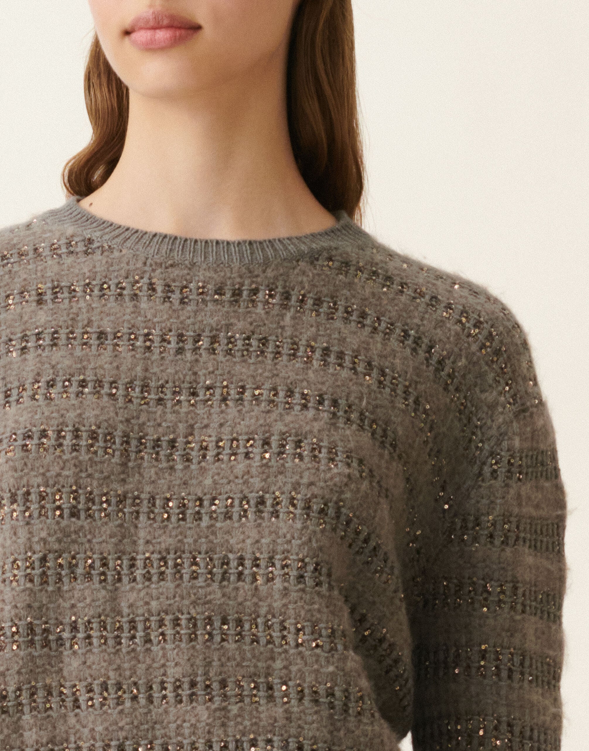 Fabiana Filippi Platinum and mohair sweater with sequin stripes, falcon Falcon MAD226F452M4200000