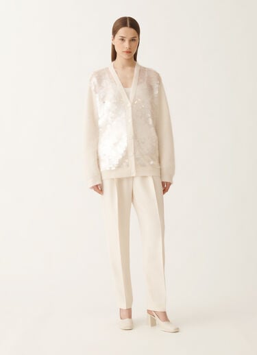 Fabiana Filippi Cardigan in brushed merino and mohair, raffia White MAD225F494L6230000