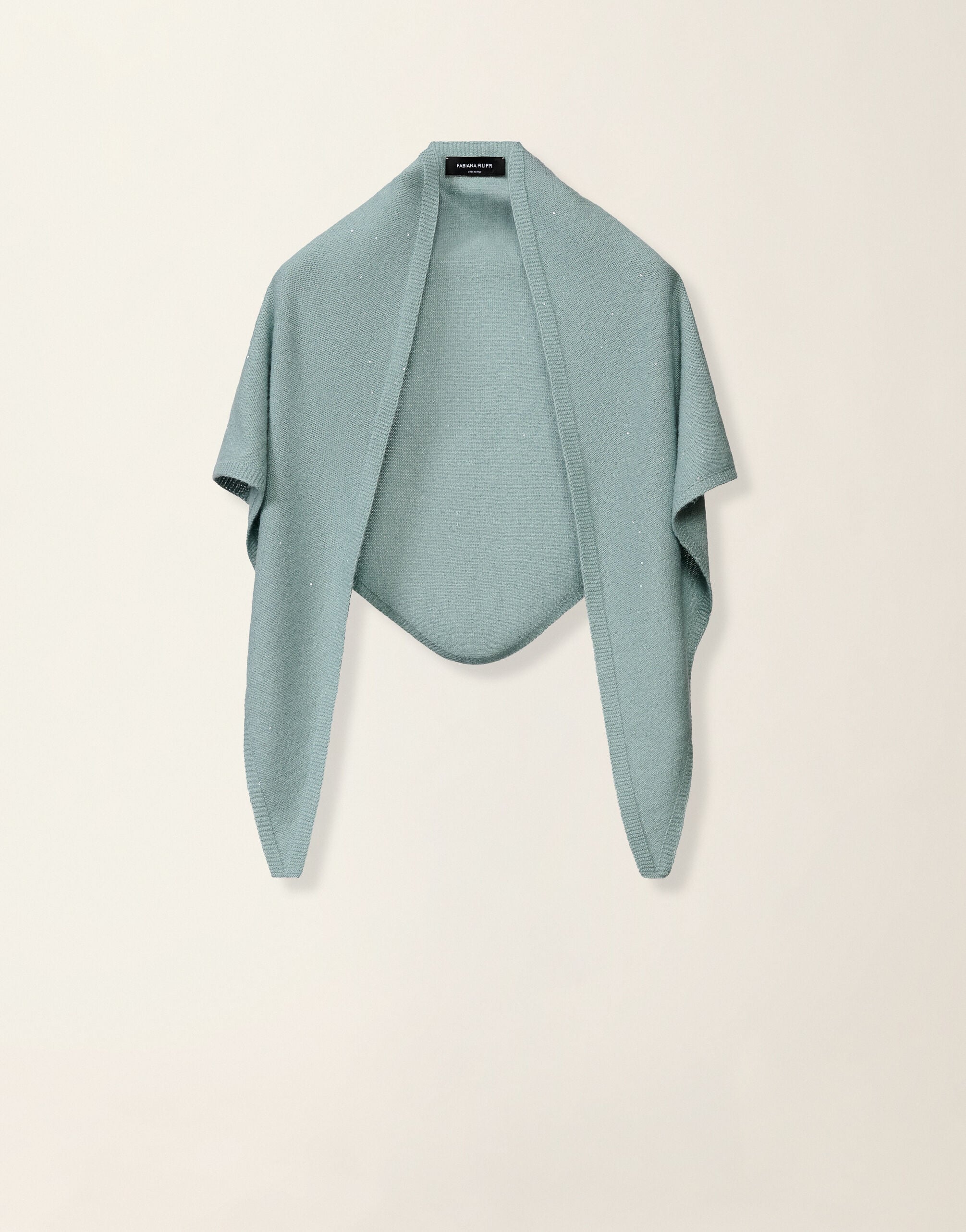 Fabiana Filippi Écharpe triangle en laine et soie avec paillettes, vert Vert SAD216A881D2960000