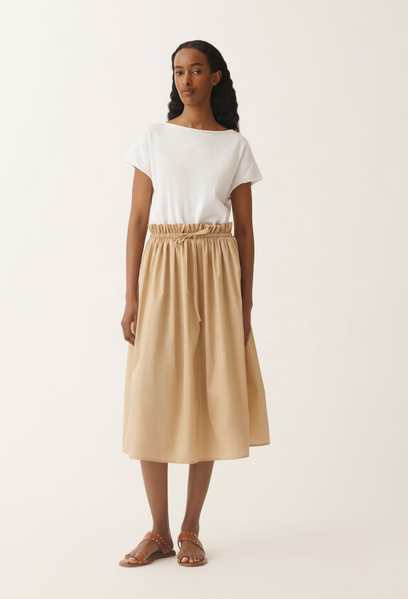 Fabiana Filippi Cotton and technical poplin dress, optical white and sand WHITE ABD275F626L3740000