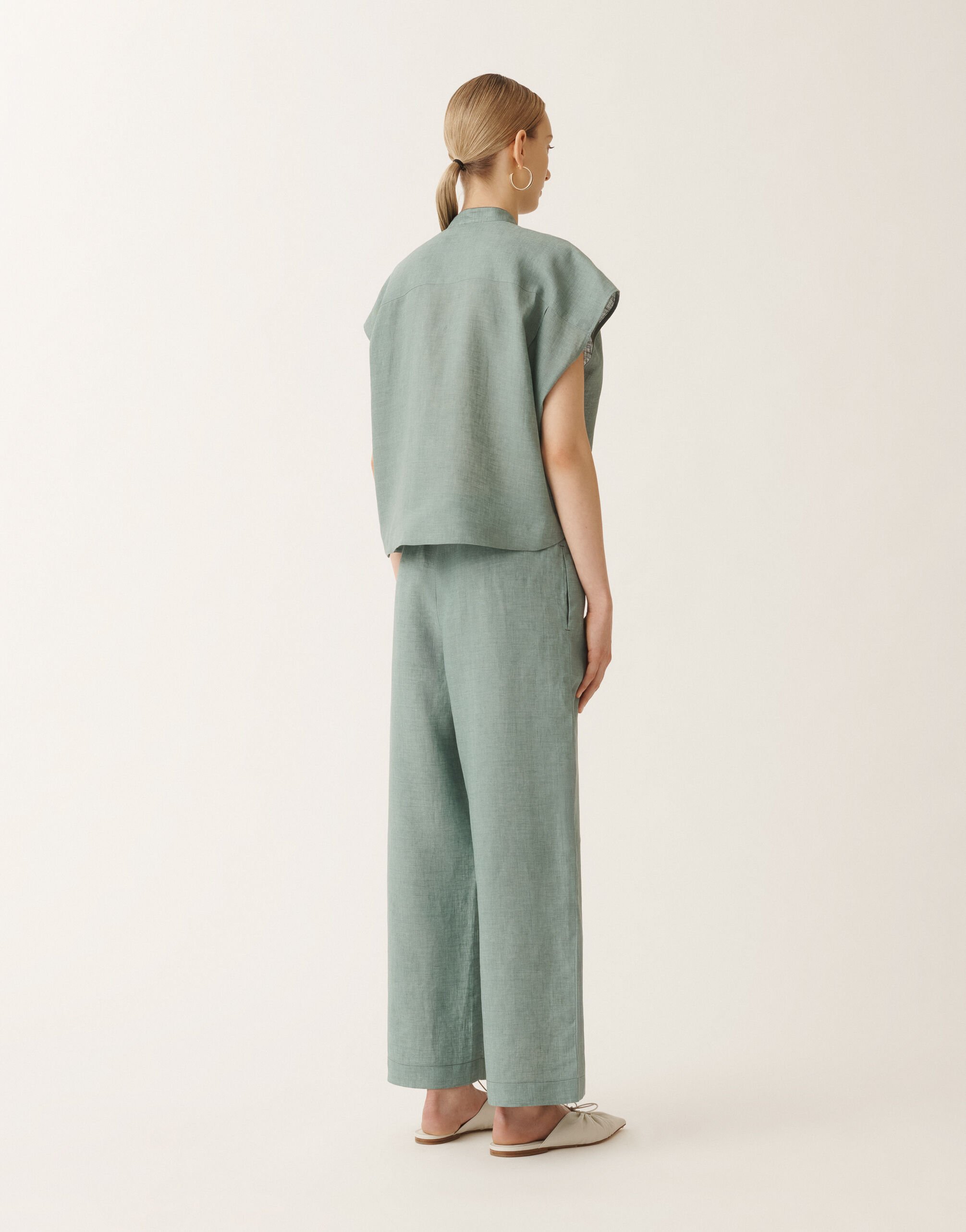 Fabiana Filippi Camisa de tela de lino, verde azulado TURQUESA CAD275F883L3770000