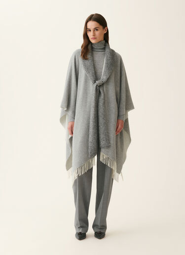 Cape aus Alpaka und Wolle mit Pailletten, Melange Fabiana Filippi Cape aus Alpaka und Wolle mit Pailletten, Melange Melange SAD226A912M5780000