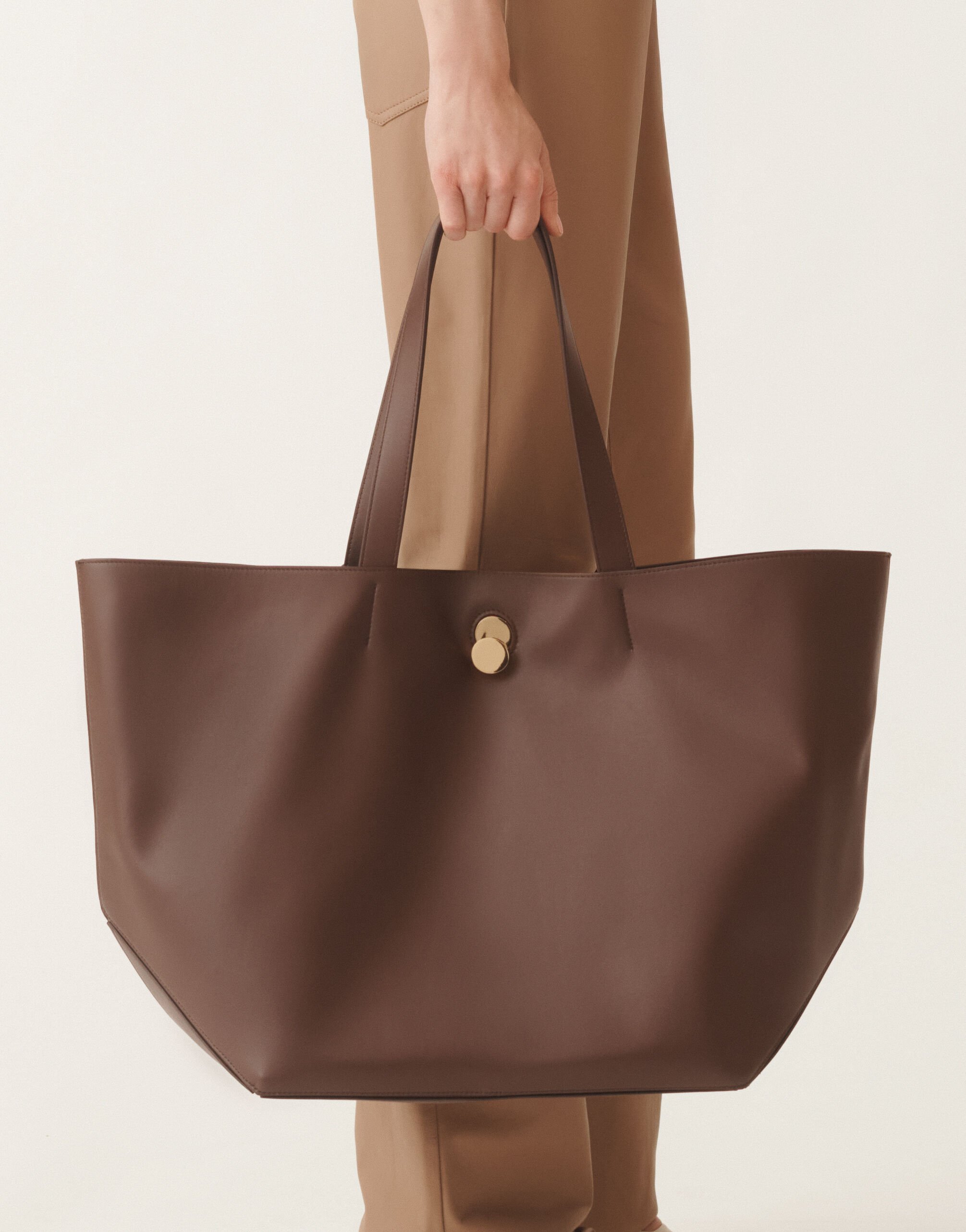 Fabiana Filippi Eclissi smooth nappa leather tote bag, ebony BROWN BGD215A906L8020000