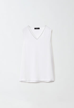 Fabiana Filippi Silk marocain vest top, optical white WHITE TPD264F221D6460000