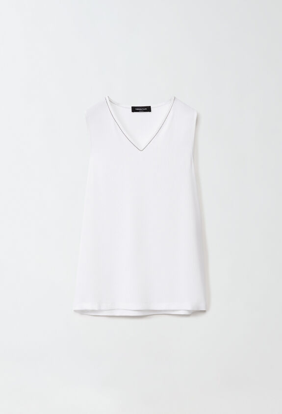 Fabiana Filippi Silk marocain vest top, optical white WHITE TPD224F773SK110000