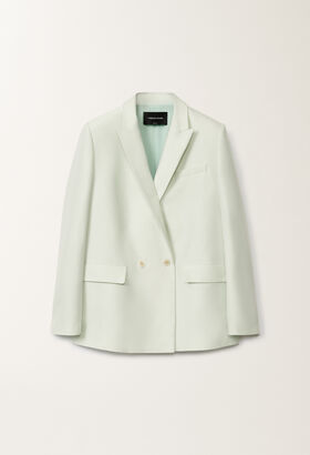 Fabiana Filippi Cotton and silk double-breasted mikado jacket, aqua green BLUE GCD275F689L3540000