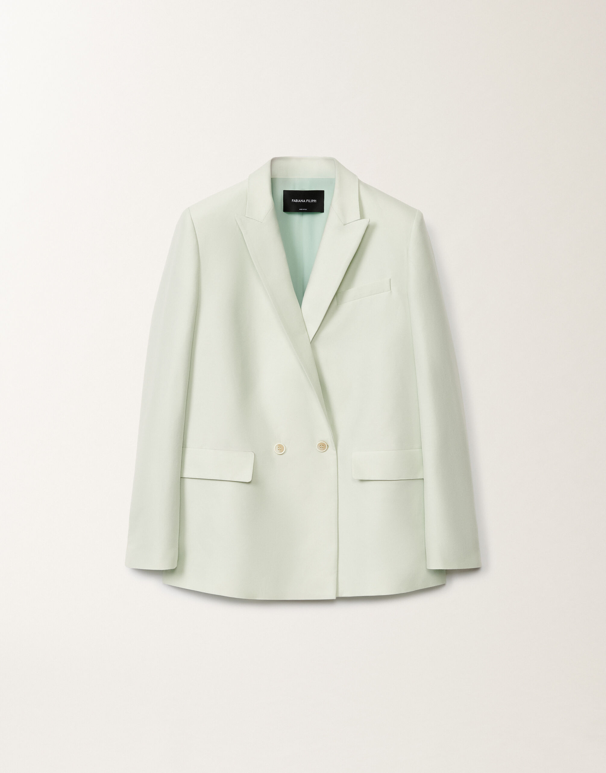 Fabiana Filippi Cotton and silk double-breasted mikado jacket, aqua green AQUAGREEN GCD275F412D7870000