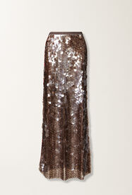 Fabiana Filippi Skirt in printed sequin tulle, bark Brown GND225F825L6380000