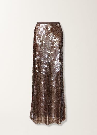 Fabiana Filippi Skirt in printed sequin tulle, bark Brown GND225F825L6380000