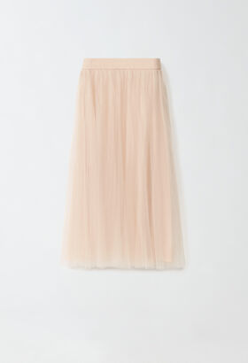 Fabiana Filippi Tulle midi skirt, dusty pink WHITE MAD264F031N9000000