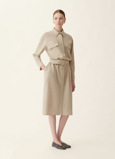 Fabiana Filippi Flannel safari dress, greige Greige ABD226F583M4270000