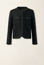 Fabiana Filippi Sequin fabric crewneck jacket, black Black GCD226F626M3770000