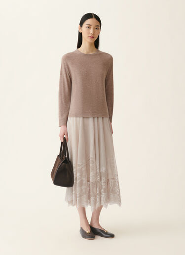 Pullover aus Wolle mit Pailletten, mocha Fabiana Filippi Pullover aus Wolle mit Pailletten, mocha Mocha MAD216F102D7220000