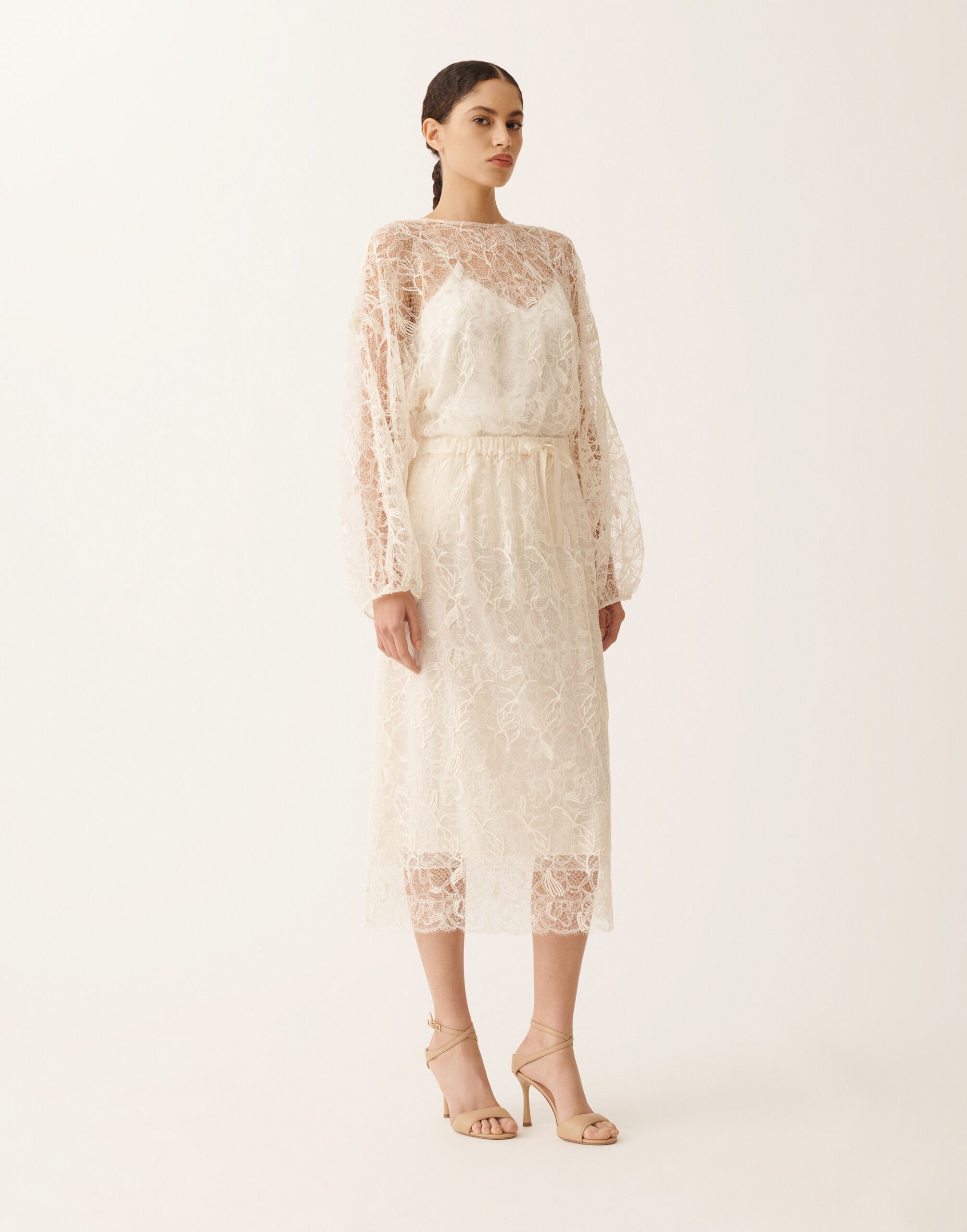 Fabiana Filippi Top de encaje, mantequilla MANTEQUILLA TPD276F749D9710000