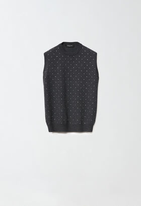 Fabiana Filippi Merino wool vest top with embroidery, charcoal GREY TPD214F403I0560000
