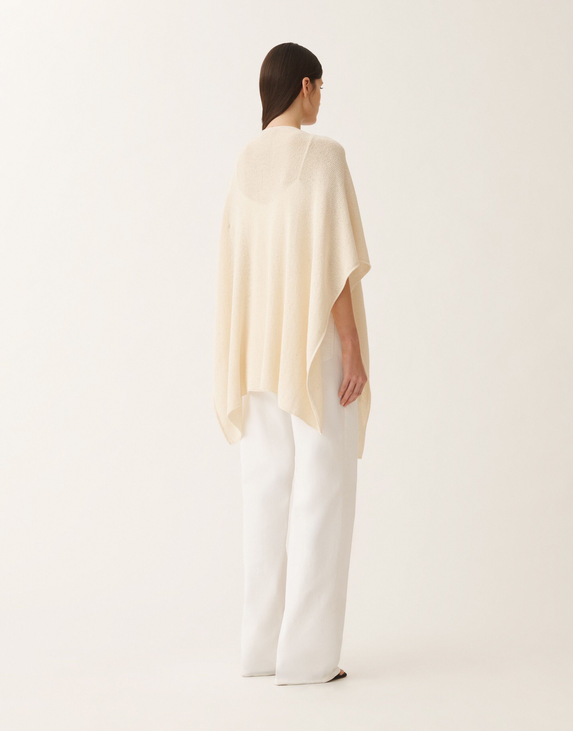 Fabiana Filippi Cotton and linen cape with sequins, vanilla VANILLA SAD275A009D2730000