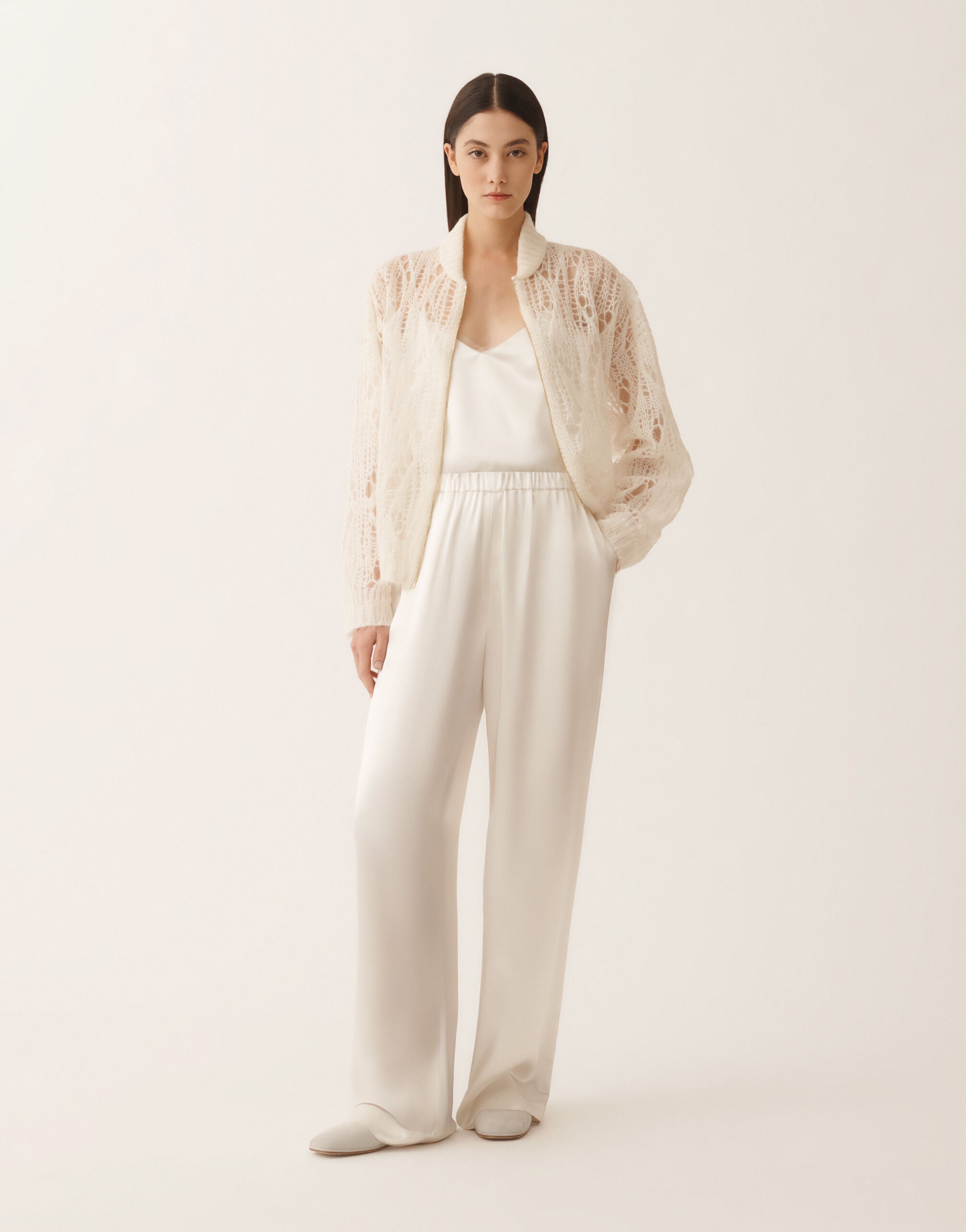 Mohair bomber jacket with coating, raffia for Women | Fabiana Filippi®