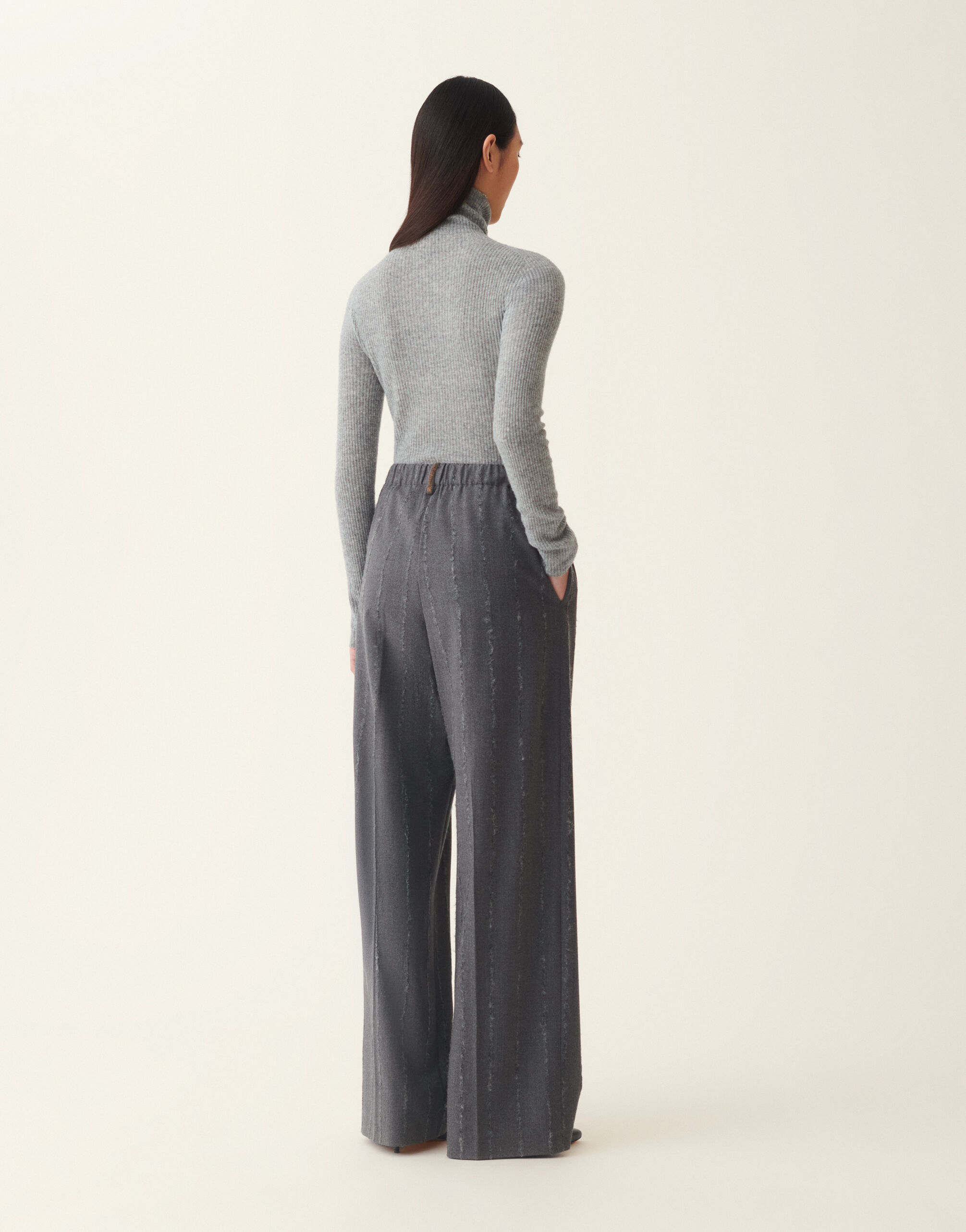 Pinstripe flannel trousers, charcoal Fabiana Filippi Pinstripe flannel trousers, charcoal Charcoal PAD226F456M4130000
