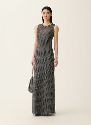 Moonlight embroidered slip dress, charcoal Fabiana Filippi Moonlight embroidered slip dress, charcoal Charcoal ABD226F598M4400000