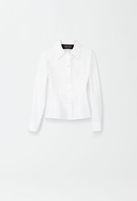 Fabiana Filippi Camisa estilo chaqueta de popelina, blanco óptico BLANCO CAD274F541D6140000